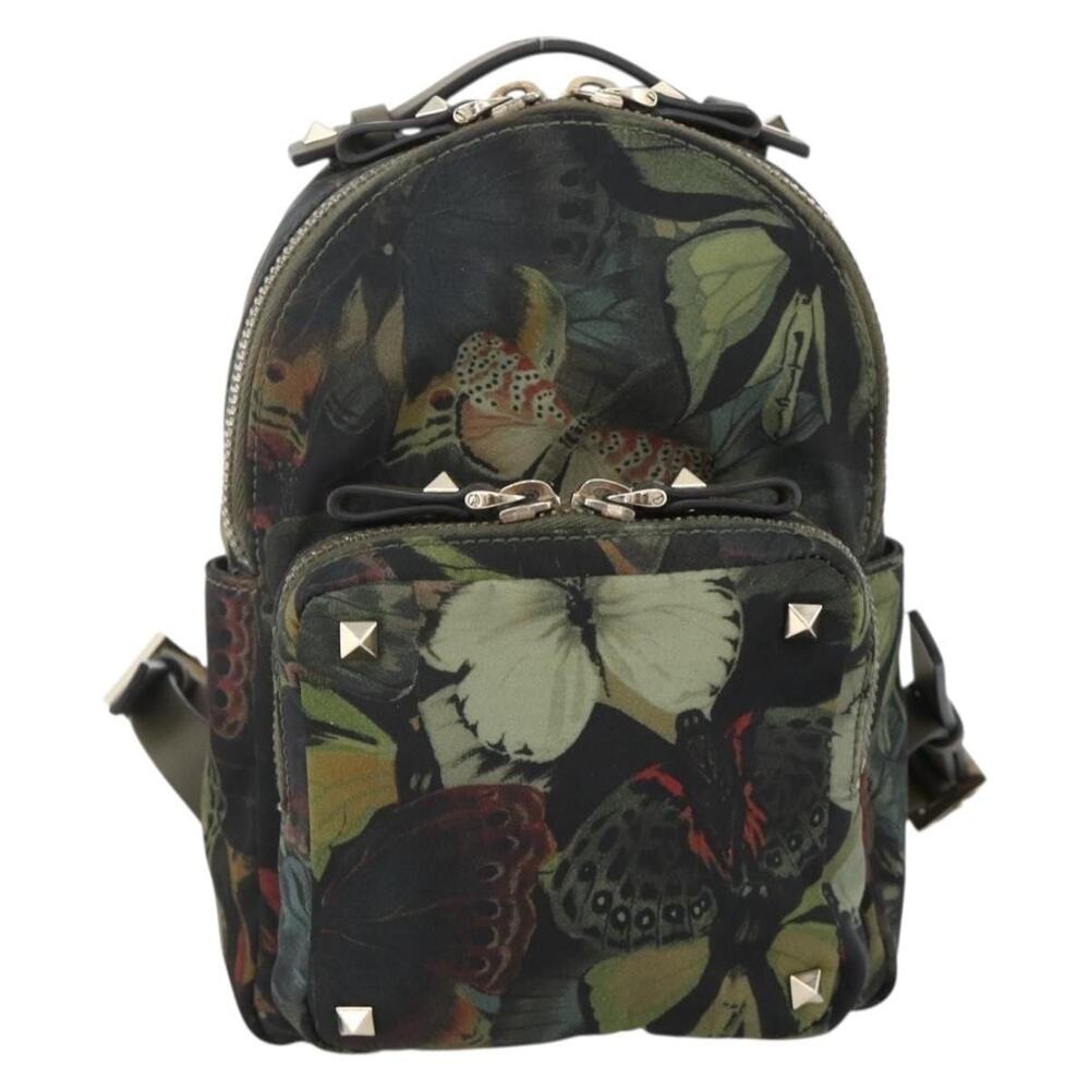 Valentino Nylon Backpack Khaki Champagne Gold